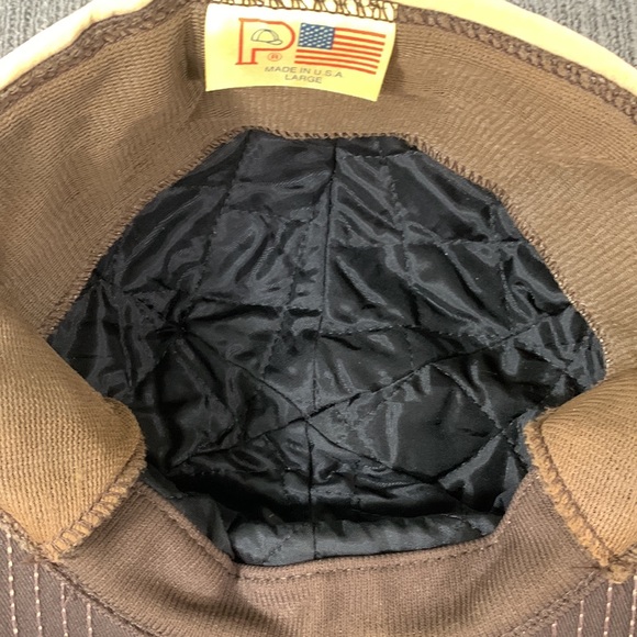 Vintage P Fitted Cap Men's Size L Tan Soft Felt 6 Panel High Profile Lined - Picture 16 of 17